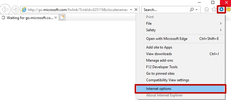 Network Settings - 'Settings' - 'Internet Options'